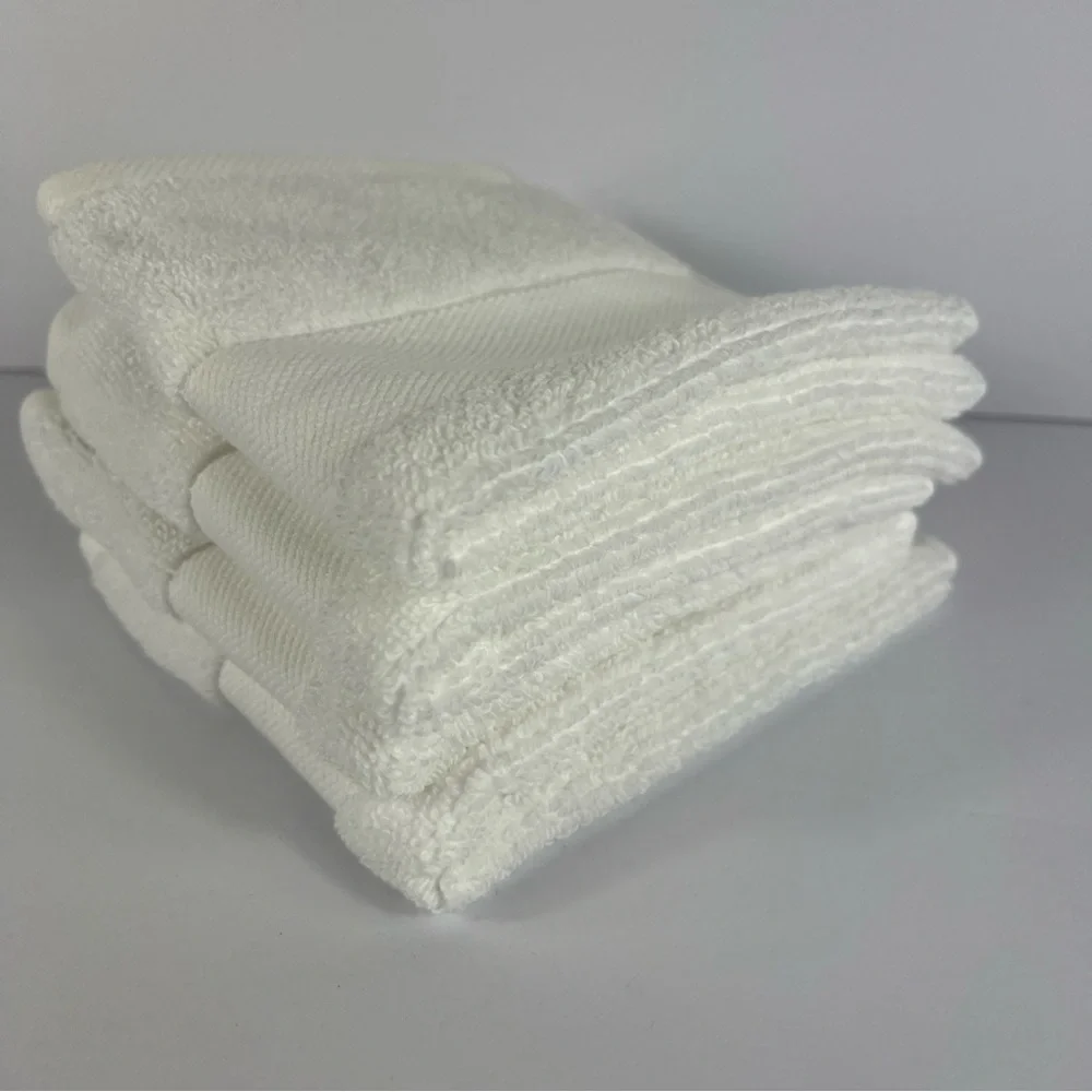 4 Ralph Lauren Washcloths Wescott Sailcloth Pure White 4 Pc Set Cotton NEW
